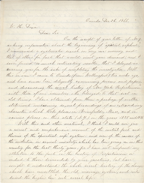 Very Rare John Humphrey Noyes Original Letters  on the Oneida Communities and Sister Wives