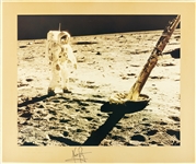 Neil Armstrong and Buzz Aldrin Signed Oversized Lunar Surface Photo on Presentation Mat
