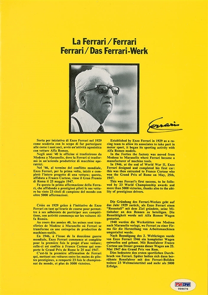 Enzo Ferrari Signed Brochure