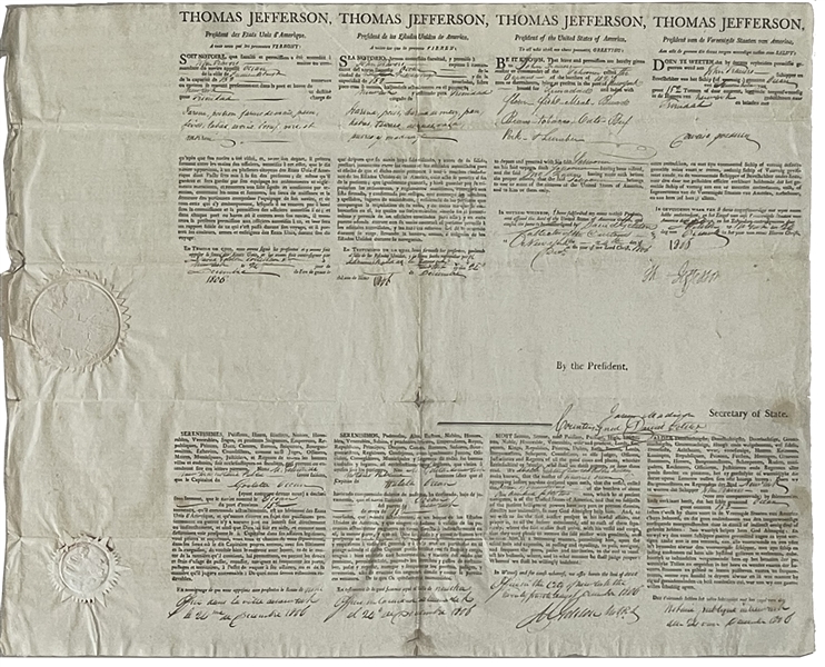 Thomas Jefferson/James Madison Dually Signed Ship's Papers