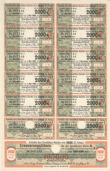 1922 German Bonds - Anleihe des Deutfchen Reichs