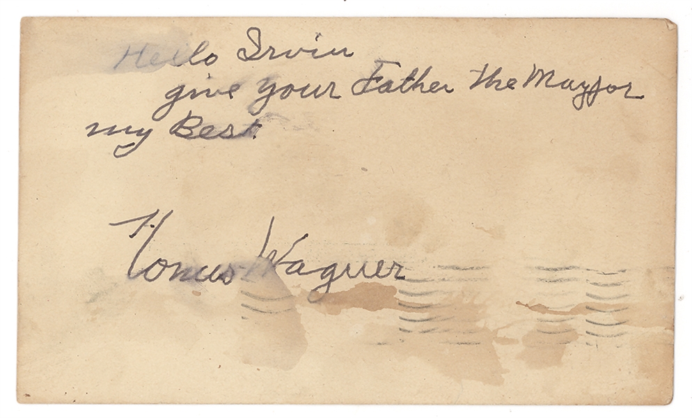 Honus Wagner Signed Postcard to the son of Major Hatch. The man who Honus Wagner was traded for!