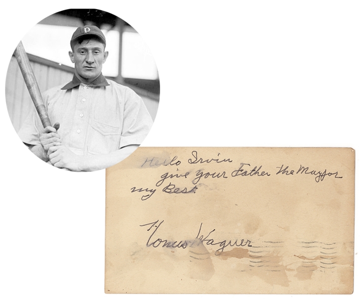 Honus Wagner Signed Postcard to the son of Major Hatch. The man who Honus Wagner was traded for!