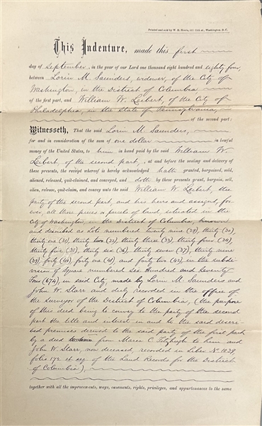 Frederick Douglass Signed Official 1884 Deed