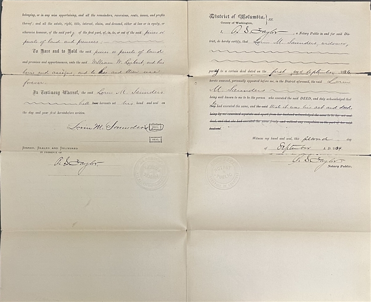 Frederick Douglass Signed Official 1884 Deed