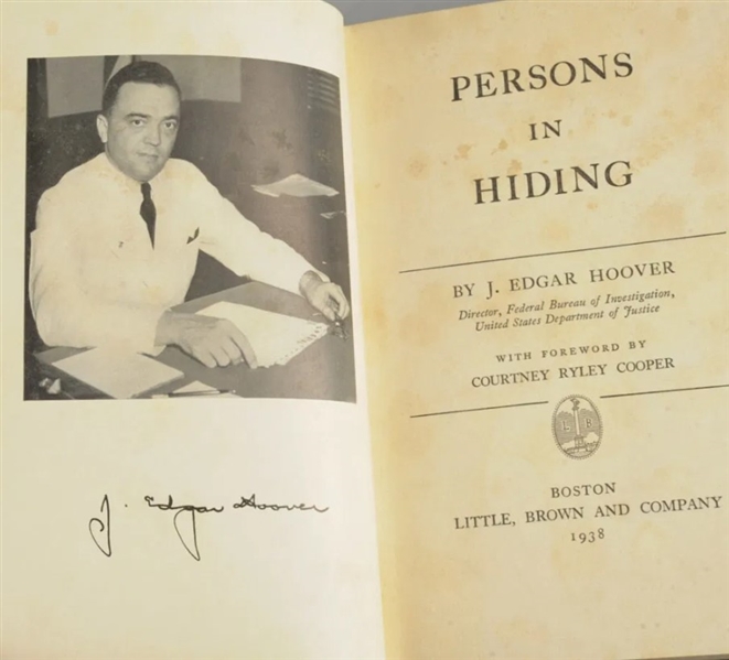 J. Edgar Hoover Signed Book & Card 1938