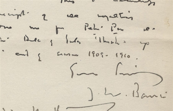 Fantastic J.M. Barrie ALS Regarding Peter Pan Royalties