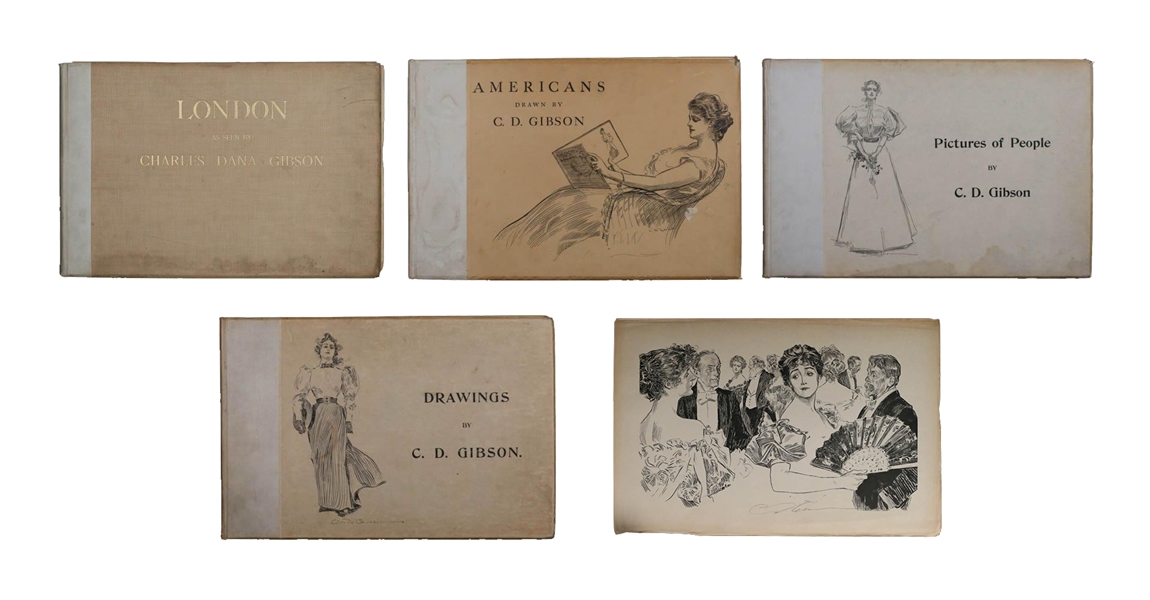 Charles Dana Gibson Set of 4 Books Incl. Signed Book & Art