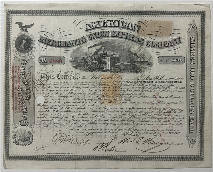 American Merchants Union Express Company signed by William Fargo