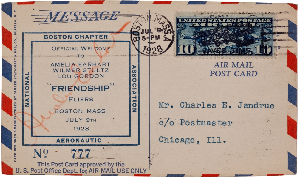 Amelia Earhart Signed First Day Cover