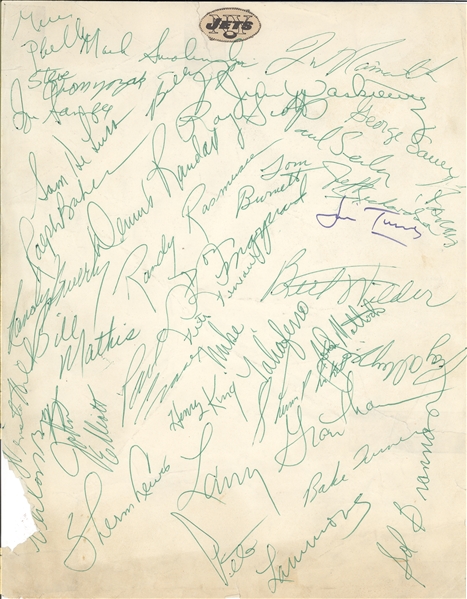 NY Jets Team Signed Sheet