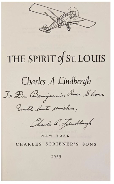 The Spirit of St. Louis Signed book by Charles Lindbergh