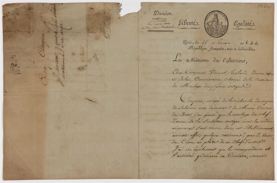 Pierre-Simon Laplace Document Signed