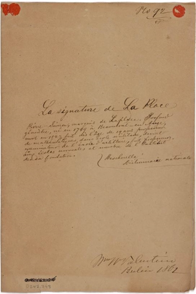 Pierre-Simon Laplace Document Signed