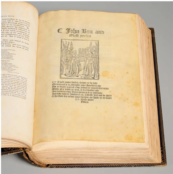 An impressively extra-illustrated copy of Dibdin’s famed work on collecting; Including an Original leaf from  Shakespeare’s 1623  First Folio!