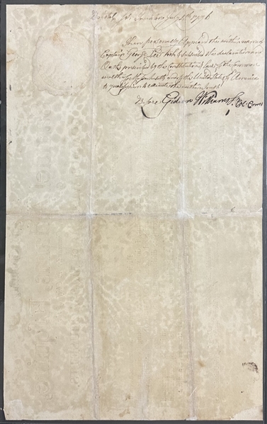 Samuel Adams Document Signed as Governor of Massachusetts 1796