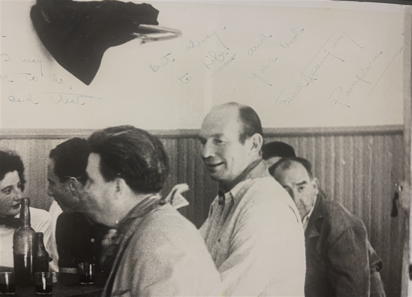 Rare 12 x 16 Ernest Hemingway Signed Photo with long Inscription about Drinking Wine. I may crave the glass… lure me to it…. that is to swallow the stuff  to his dear friend Roberto Herrera