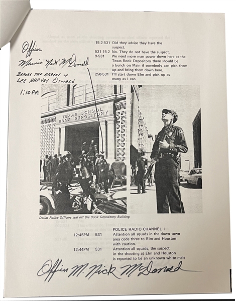 Lee Harvey Oswald: Maurice 'Nick' McDonald Aresting Officer Signed 11 times !