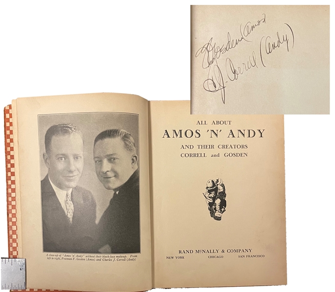 All About Amous n' Andy Hardcover book signed by its Creators Charles Corell & Freeman Gosden Signed Book 