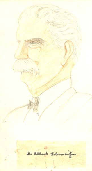 Dr. Albert Schweitzer Signed Original Portrait
