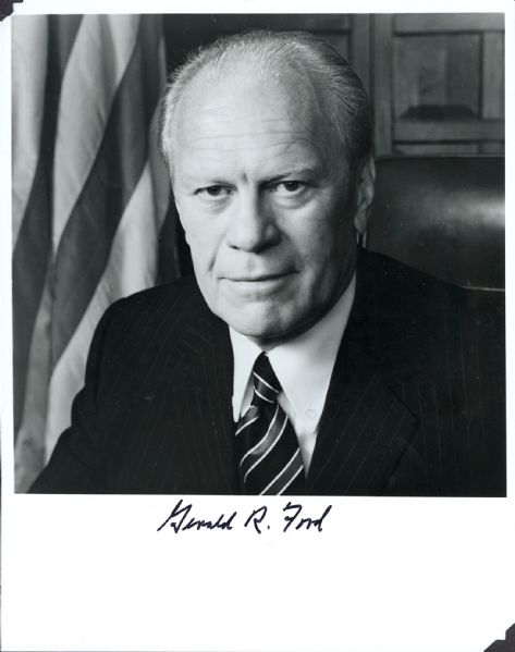 Gerald Ford Signed BW Portrait