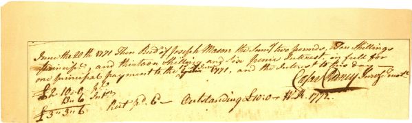 Caesar Rodney ANS, 1771