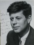 A JFK Signed Photo with deep ties to Baseball; Kennedy signs as “a friend of Ted Williams” to the young son of his best friend 