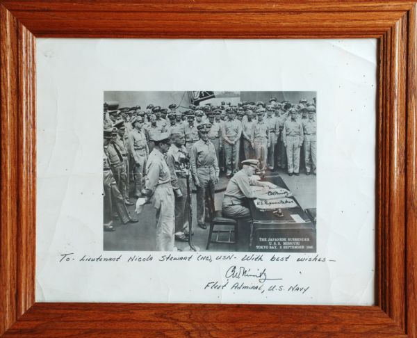 Admiral Chester Nimitz Signed Photograph Taken Aboard the U.S.S. Missouri  