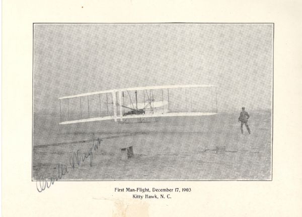 Orville Wright Signed First Flight Photo