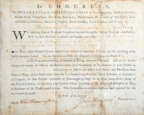 John Hancock 1776 Signed Document