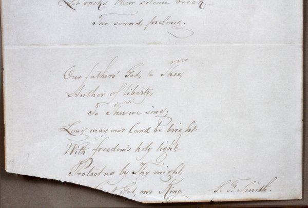 Samuel Francis Smith Original Handwritten America