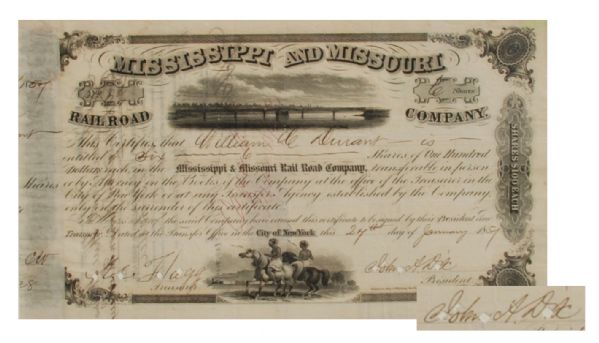 Gen. John A Dix Signed Mississippi And Missouri Stock