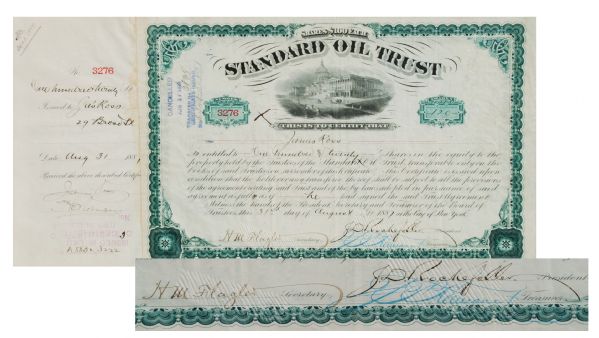 Rockefeller & Flagler Signed Standard Oil Trust