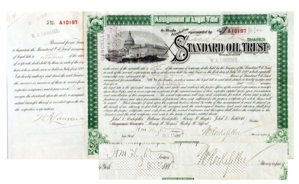 William Rockefeller And Hm Flagler Signed Standard Oil 