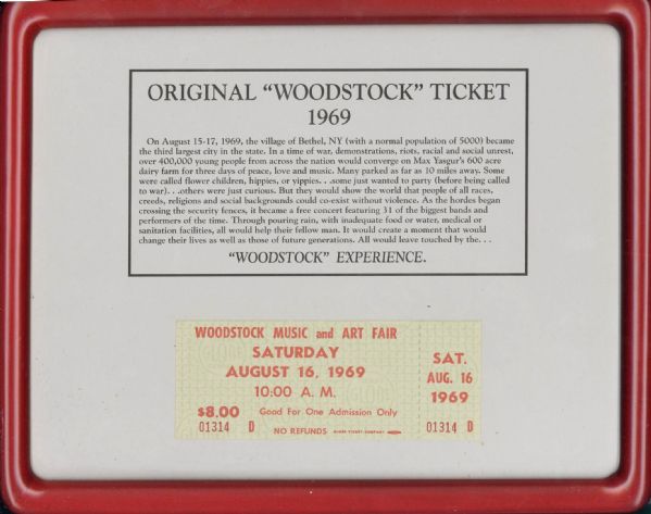 Original Unused Woodstock Ticket