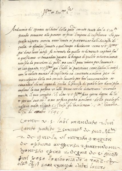 Extremely Rare Andrea Doria 1545 Letter!