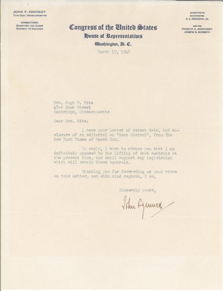 John Kennedy Letter