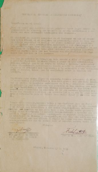 Important Castro Letter written in 1956 While in Mexico