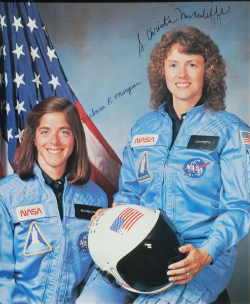 1986 STS-51L CHRISTA MCAULIFFE & BARBARA MORGAN SIGNED DISPLAY