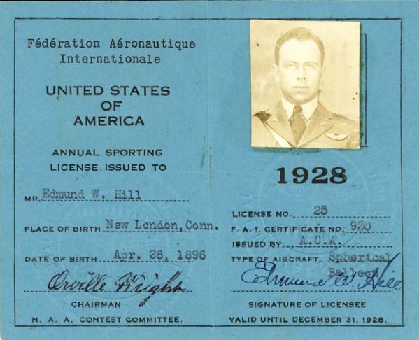 Orville Wright Pilots License