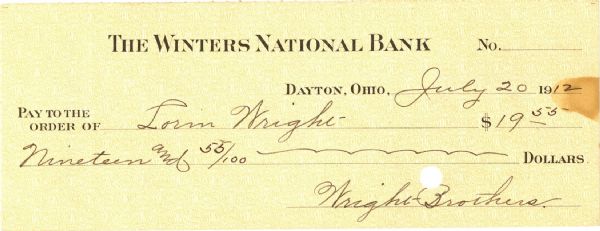 Lorin Wright Signed Check