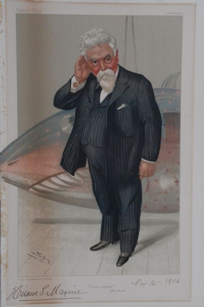 Hiram S. Maxim Signed Color Image Spy Print