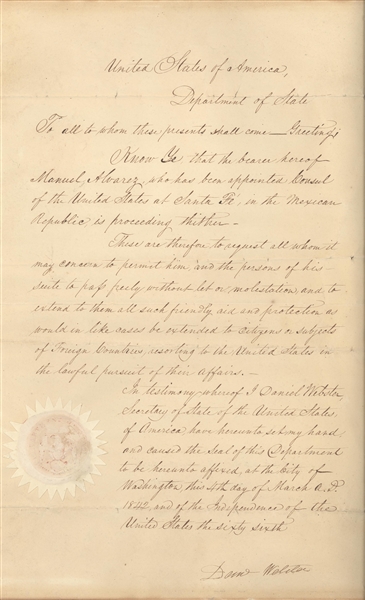 Daniel Webster, Appoints Consul of the United States at Santa Fe, in the Mexican Republic