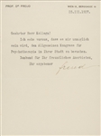 Sigmund Freud - Declines invitation to World Congress for Psychotherapy