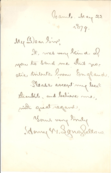 Henry Longfellow - ALS