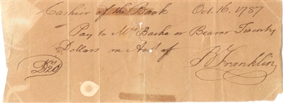Benjamin Franklin- One of only Two Known Checks!