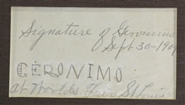 Geronimo autograph signed at the 1904 St. Louis World's Fair  together with a thick lock of his hair. 
