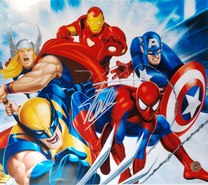Stan Lee Signed 16"x20" Marvel Comics Collage