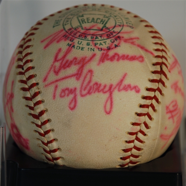 Red Sox team ball with Tony Conigliaro on ball