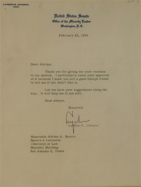 Lyndon Johnson Asks for help from his Campaign Manager